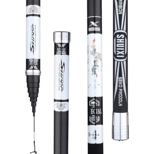 Carbon Fishing Rod Hand Pole Ultra Light and Super Hard 9/11/12/13/14/15m Long Section Telescopic Wedkarstwo Olta Black Pit