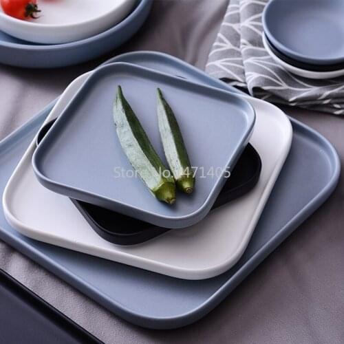 Nordic Ceramic Square Plate Dish Plate Square Home Creative Western Tableware Steak Plate Flat Plate Net Red