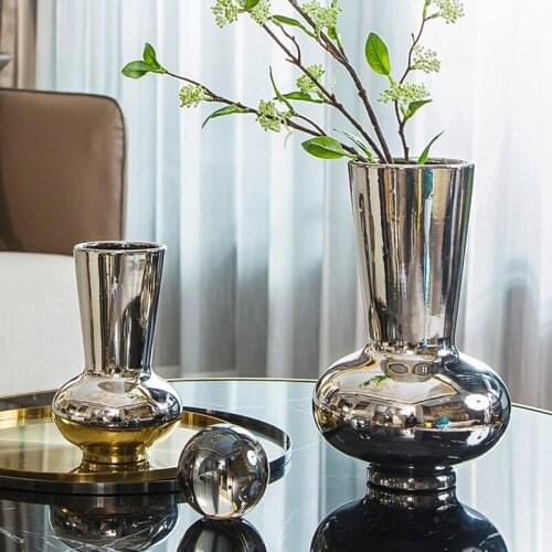 Ceramic Plating Vase Home Flower Arrangement Hydroponic Vase Green Plants Succulents Flower Pots Modern Living Room Decoration