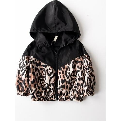 2 3 4 5 6 7Years Autumn Fashion Infant Kids Baby Girls Jacket Outfits Leopard Print Spring Long Sleeve Zipper Hooded Coat Outfit