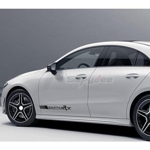 2Pcs Racing Sport Door Side Stickers Vinyl Film Decal for Mercedes Benz W176 W117 C117 W212 W203 W204 W205 C63 CLA GLA A45 AMG