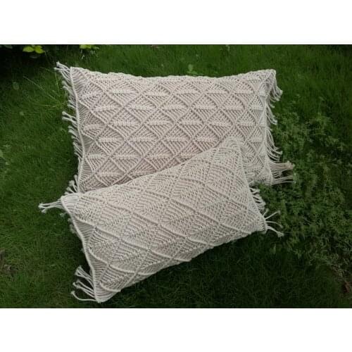 Macrame handmade cushion cover Bohemian throw pillow cover wedding decorative cushion sham custom size and color