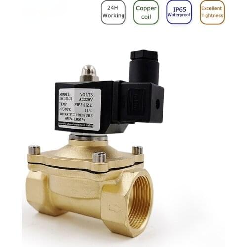 1/4" 3/8" 1/2" 3/4" 1" 1-1/4" Normally Close Brass Electric Solenoid Valve DN15 DN20 12V/24V/220V/110V for Water Oil Air IP65