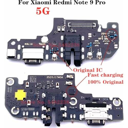 Original Charger Board For Xiaomi Redmi Note 9 Pro Quick Charge USB Charging Port Dock Flex Cable With Microphone Headphone Jack
