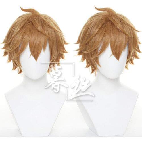Anime Genshin Impact Tartaglia Cosplay Short Brown Heat Resistant Synthetic Hair Halloween Party Anime Cosplay Wigs