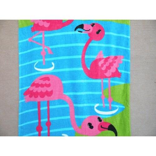 Free shipping 75*150cm Cartoon Blue Flamingo Towels baby bath towel Children Beach Bath Towel Cartoon Children Cover