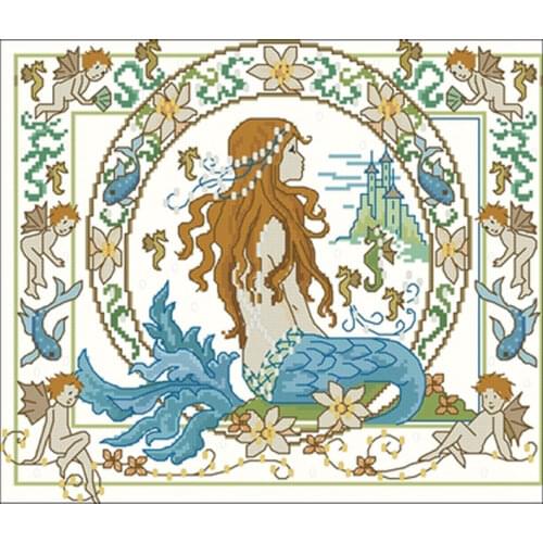 The little daughter of the sea Counted Cross Stitch 11CT 14CT 18CT DIY Cross Stitch Kits Embroidery Needlework Sets home decor