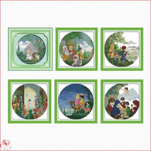 Fairy Tales Series Printied Cross Stitch Kit Pattern Traditional Embroidery Kit 11CT 14CT Needlework Home Decoration Craft