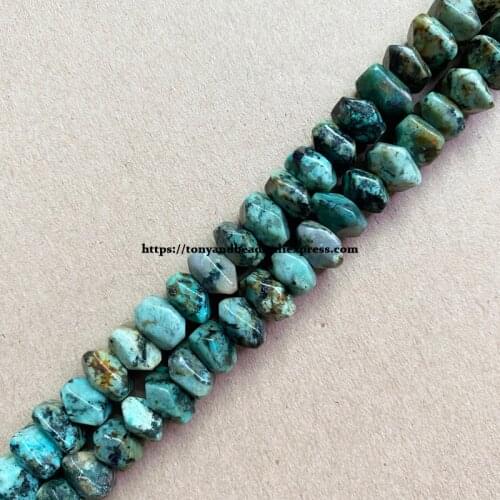 2lots more 10% off ! Semi-precious Stone Irregular Faceted Rondelle African Turquoise 7" Loose Beads 6x11mm For Jewelry Making