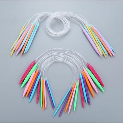 12 Pcs 40/80cm Plastic Flexible Transparent Circular Tube Colorful Knitting Needles Circular Crochet Knitting Needles Sewing Set