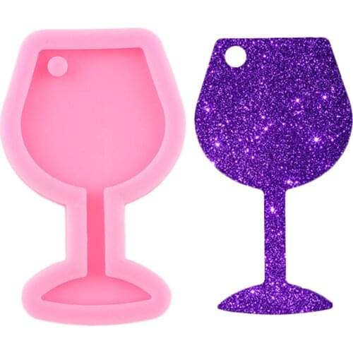 Super Glossy Wine Glass Silicone Mold Epoxy Resin Craft Keychain Mould DIY Handmade Charms Molds Jewelry Making Necklace Moulds