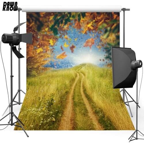 DAWNKNOW Leaves Scenic Vinyl Photography Background For Grassland New Fabric Polyester Backdrop For Baby Photo Studio S2214