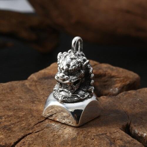 Wholesale S925 Sterling Silver Jewelry Popular Men And Women Retro Thai Silver Classic Lion Lucky Treasure Seal Pendant