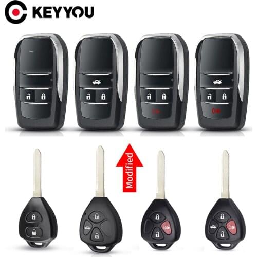 KEYYOU For Toyota 2/3/4BT Replacement Modified Remote Car Key Case Shell For Toyota Corolla Camry Auris TOY47 Upgrade Key Case