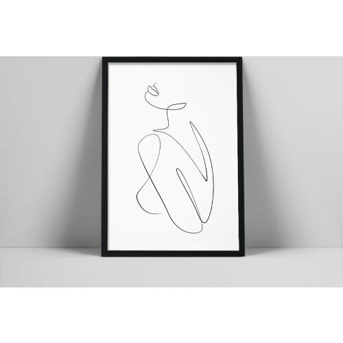 Woman back one line drawing, Printable wall art, Naked body figure, Black and white, Girl silhouette, Minimalist art, B Tumumblr