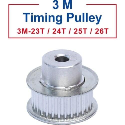 Timing Pulley 3M-23T/24T/25T/26T Aluminum Material Belt Pulley Process Hole 5 mm Slot Width 11mm For Width 10 mm 3M-Timing Belt