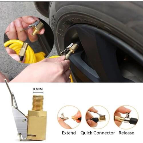 1PC Car Auto Brass 8mm Tyre Wheel Tire Air Chuck Inflator Pump Valve Clip Clamp Connector Adapter Car Accessories for Compressor