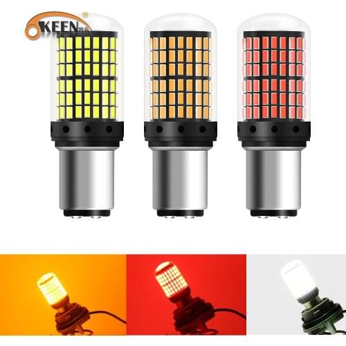 1pc Super Bright LED Bulbs Canbus 3014 144 SMD 1157 BAY15D P27/5W Nonpolarity NO Error Car Light No Hyper Flash Amber Auto Lamp