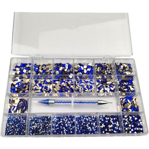 10040Pcs Super Set Mix Size Crystal AB Nail Rhinestones Drill pen Various Shapes 3D Nails Art Decorations Accessories SS4-12