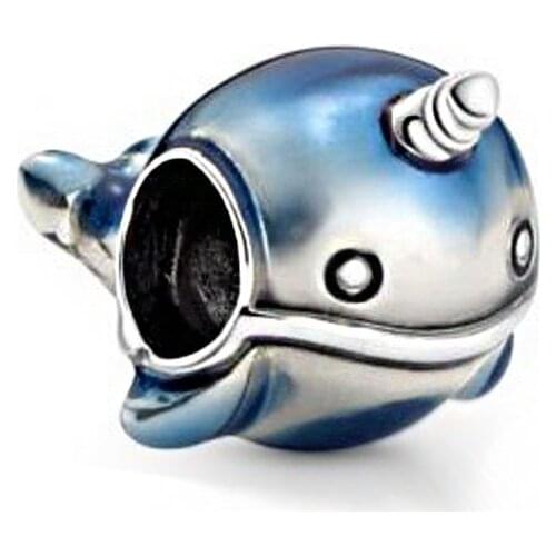 2020 Summer 925 Sterling Silver Beads Blue Whale Dangle Charms Fit Original Pandora Bracelets Women Gift DIY Fashion Jewelry