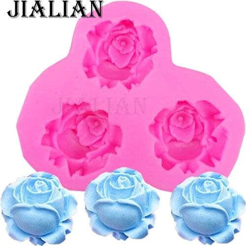 3D roses flower soap mould chocolate wedding cake decorating tools DIY fondant silicone mold T0405
