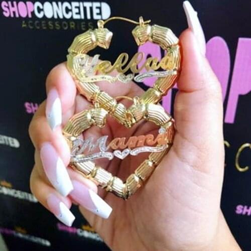 3UMeter Fashion Gold Heart earrings Set Hoop Earrings for Women Custom Name Earrings 2020 Dropshipping