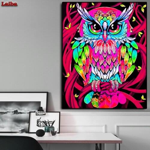 Diamond mosaic DIY Cross Stitch Beautiful colorful cool owl Animal Needlework Decoration Art rhinestone pictures Gift Decoration