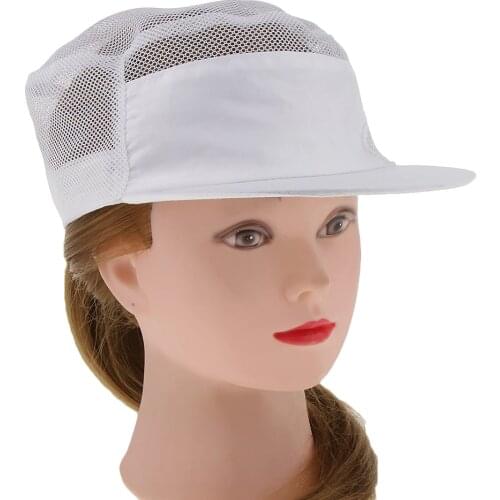 White Mesh Chef Hat Waiters Hat Snap-back Food Service Uniform Apparel Unisex for Catering Bakery Hotel Workers