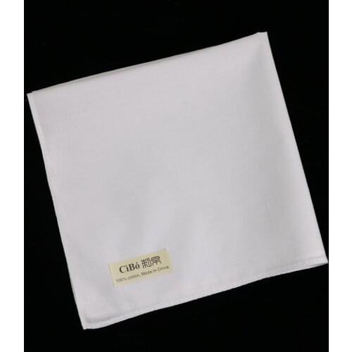 C009 : 12pieces Sewing edge kerchiefs White blank hankies cotton noserag Ladies handkerchiefs