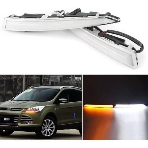 2PCS LED DRL Daytime Running Light Turn Signal Lamp For Ford Escape Kuga 2013 2014 2015