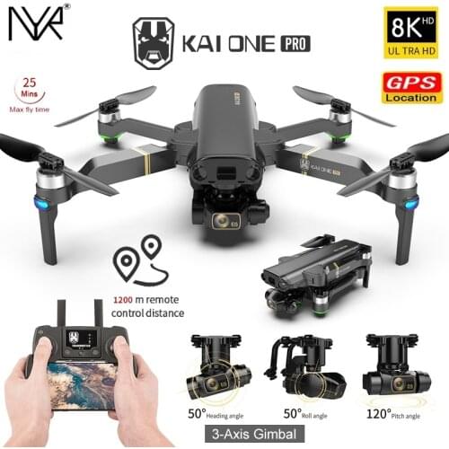 NYR 2021 New KAI ONE Pro Drone 8k HD Mechanical 3-Axis Gimbal Dual Camera 5G Wifi GPS Professional Aerial Photography Quadcopter