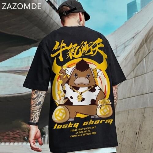ZAZOMDE Fashion Streetwear Men hip hop Cotton men Casual Summer T-shirt 2021 Man tops Funny Print Tee Men Round Neck tshirt