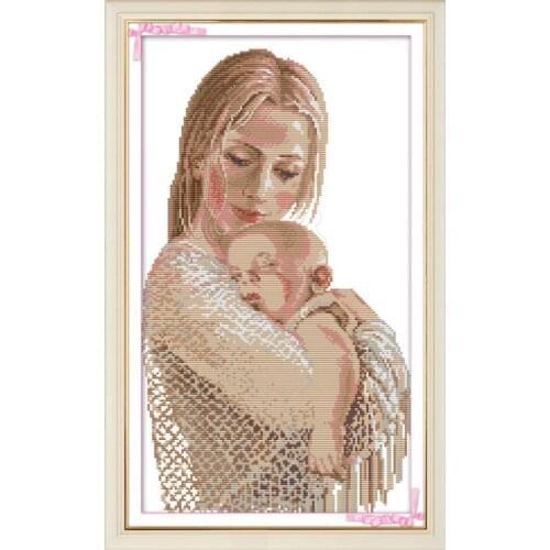 Joy Sunday New Cross Stitch Kit Mother and Son Styles Needlework DMC 11/14CT DIY Handmade Embroidery Kit Wall Painting & Gift