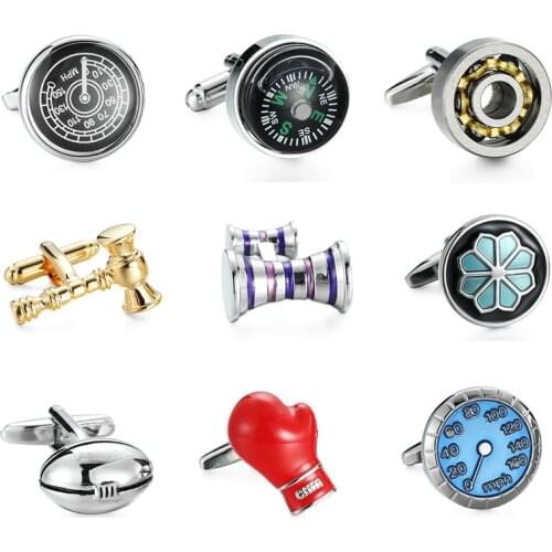 KC-1305 High quality mens shirt cufflinks new fashion brand boxing gloves / compass /Oil meter / golden/gules CufLinks