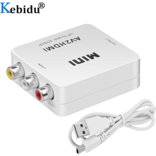 Kebidu Mini AV2HDMI Audio Converter HD 1080P RCA AV Male TO HDMI-compatible Female Converter Adapter Mini Composite CVBS Adapter