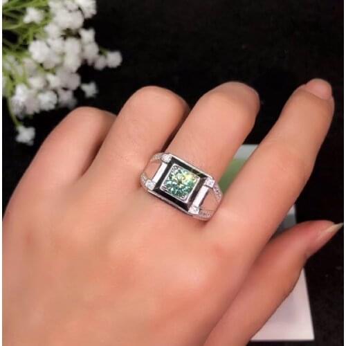 New style flashing moisanite gemstone ring with silver for men shiny gem 925 sterling silver Christmas gift boyfriend present