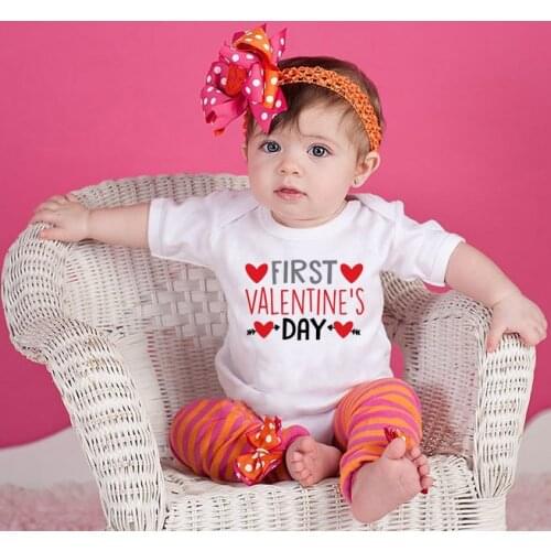 My First Valentines Day Newborn Baby Jumpsuit Costumes for Infant Party Dress Todder Girls Boys 1st Valentine Outfit Drop Ship
