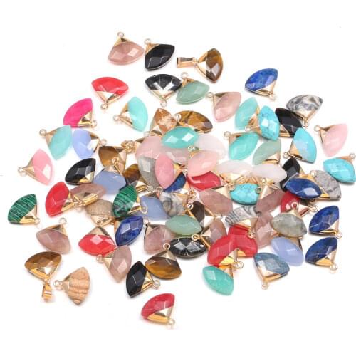 3pcs Natural Stone Sector Shape Lapis Lazuli Rose Quartzs Charm Pendant for DIY Necklace Earring or Jewelry Making Size 18x18mm