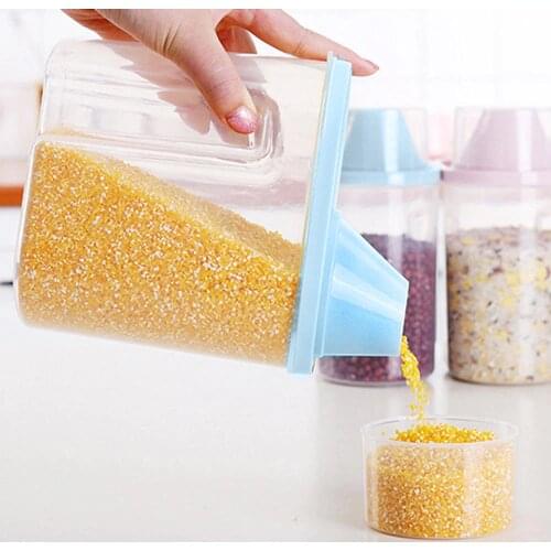 4pcs/set 1.9L Food Container Storage Box Rice Bean Food Storage Container Transparent Leakproof Storage Bottle Kitchen Organizer