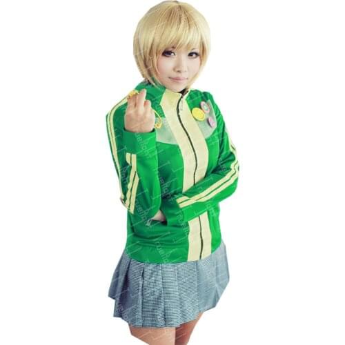 2017 Persona 4 Chie Satonaka Cosplay Costume Full Set Green Jersey Garment All Size Made