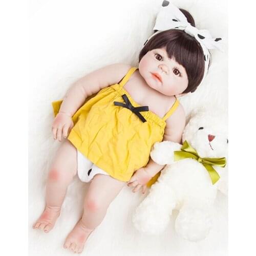 22 Inch Reborn Baby Dolls 55cm Realistic Newborn Baby Doll Lifelike Full Silicone Body Dolls Bonecas Birthday christmas Gift