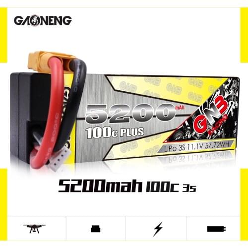 Gaoneng 5200mAh 3S1P 11.1V 100C Plus Hardcase LiPo Battery pack with XT60 XT90 T Plug for RC Car four drive RC Car boat