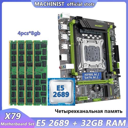 Machinist X79 Motherboard set kit LGA 2011 CPU With Intel Xeon E5 2689 Processor and 4Pcs*8G= 32GB DDR3 Memory ram X79 V2.82H