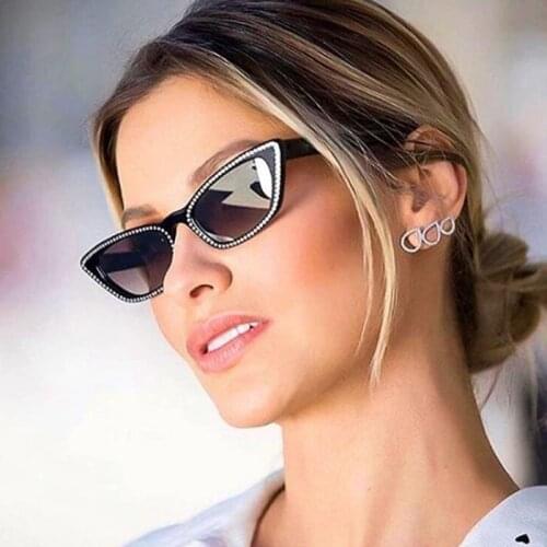Small Cat Eye Sunglasses Women Imitation Diamond Sun Glasses Retro Evening Glasses Fashion Sunglasses UV400