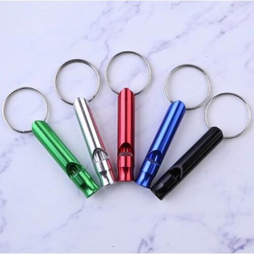 500 pcs Aluminum Alloy Whistle Keyring Keychain Mini For Outdoor Emergency Survival Safety Sport Party Gift