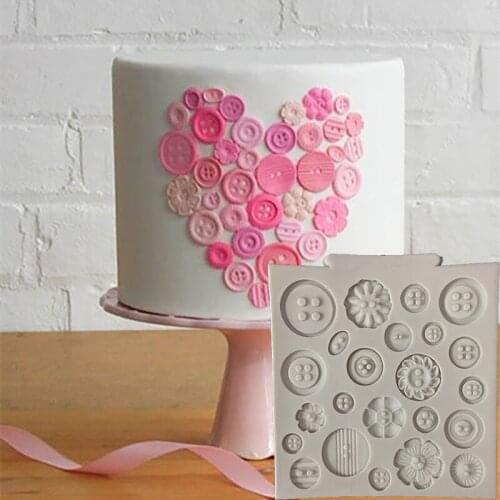 Minsunbak Button silicone mold Button embossed printing mould Cake fondant decoration Chocolate sugar craft tools