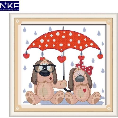 NKF Cute Puppy Cartoon Counted Cross Stitch 11CT14CT DIY Cross Stitch Kits Embroidery for Home Decor Needlework Cross Stitch