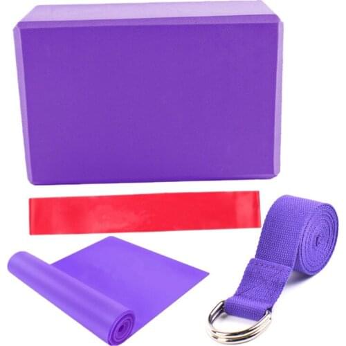4pcs Yoga Set Yoga Brick Block Stretching Extension Latex Pull Resistance Loop Rubber Elastic Band Body Shape Lose Weight Set
