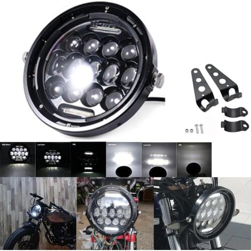 75w 7" headlight motorcycle black high low beam 7inch Round led Head light head lamp DRL For Harley