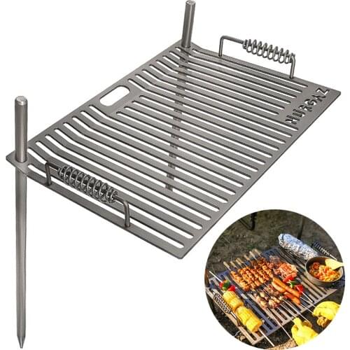 Campfire Grill Grate with Stake Portable Outdoor Folding BBQ Grilling Grate for Camping Hiking Backpacking Barbecue